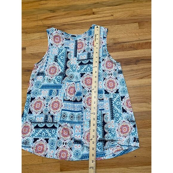 J. Jill Love Linen Women's S Blue Tank Top Medallion Print Wide Strap Minimalist - Picture 7 of 8
